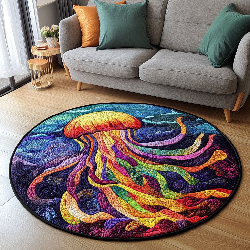 Rainbow Drifter Round Mat Rug - washable non-slip printed rug