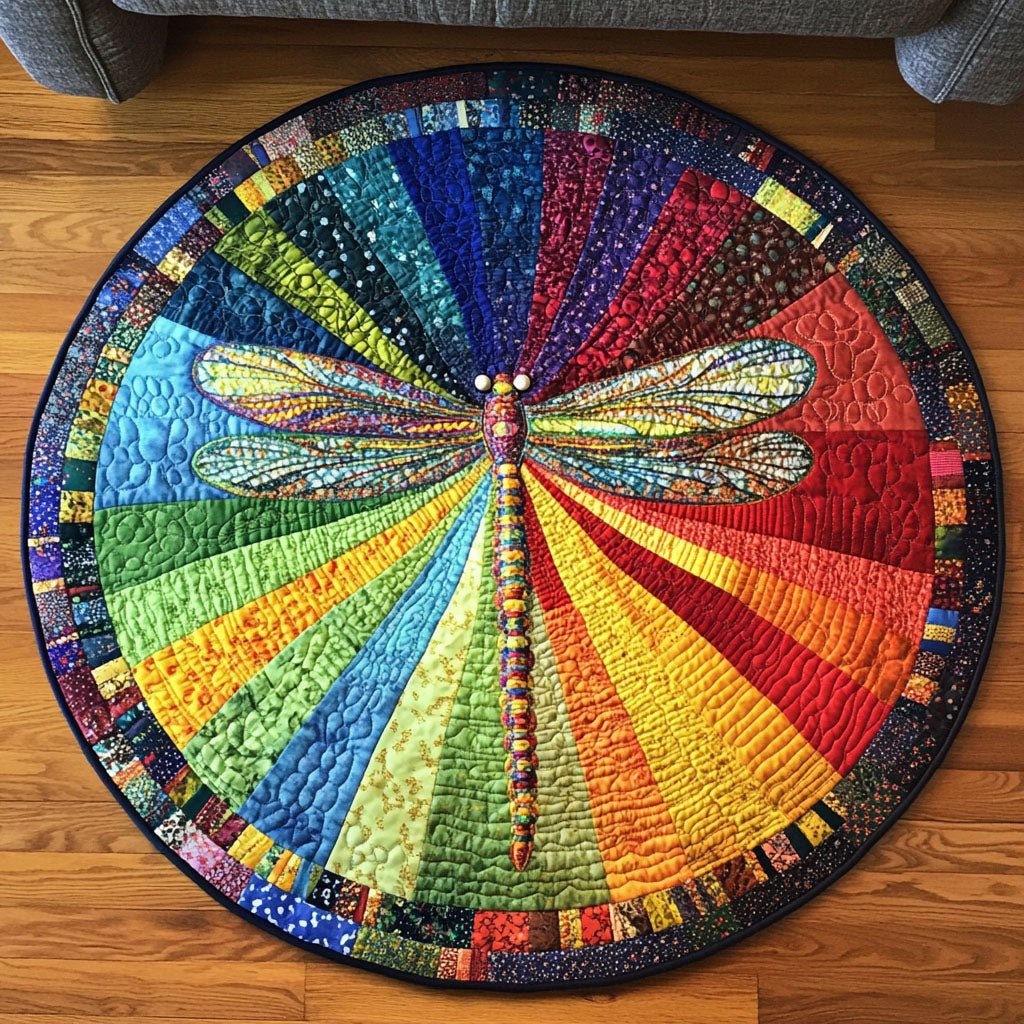Rainbow Elegance Round Mat Rug - washable non-slip printed rug