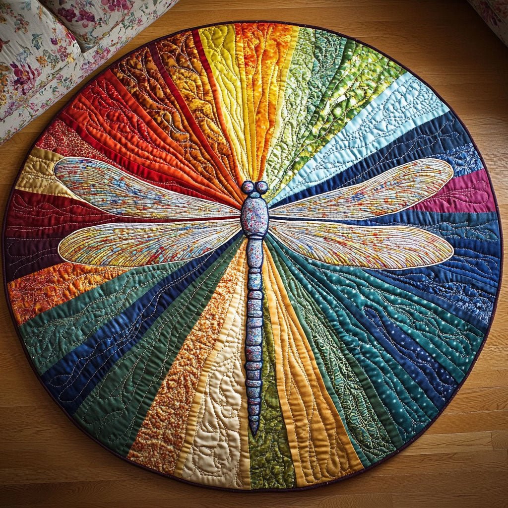 Rainbow Flight Round Mat Rug - washable non-slip printed rug