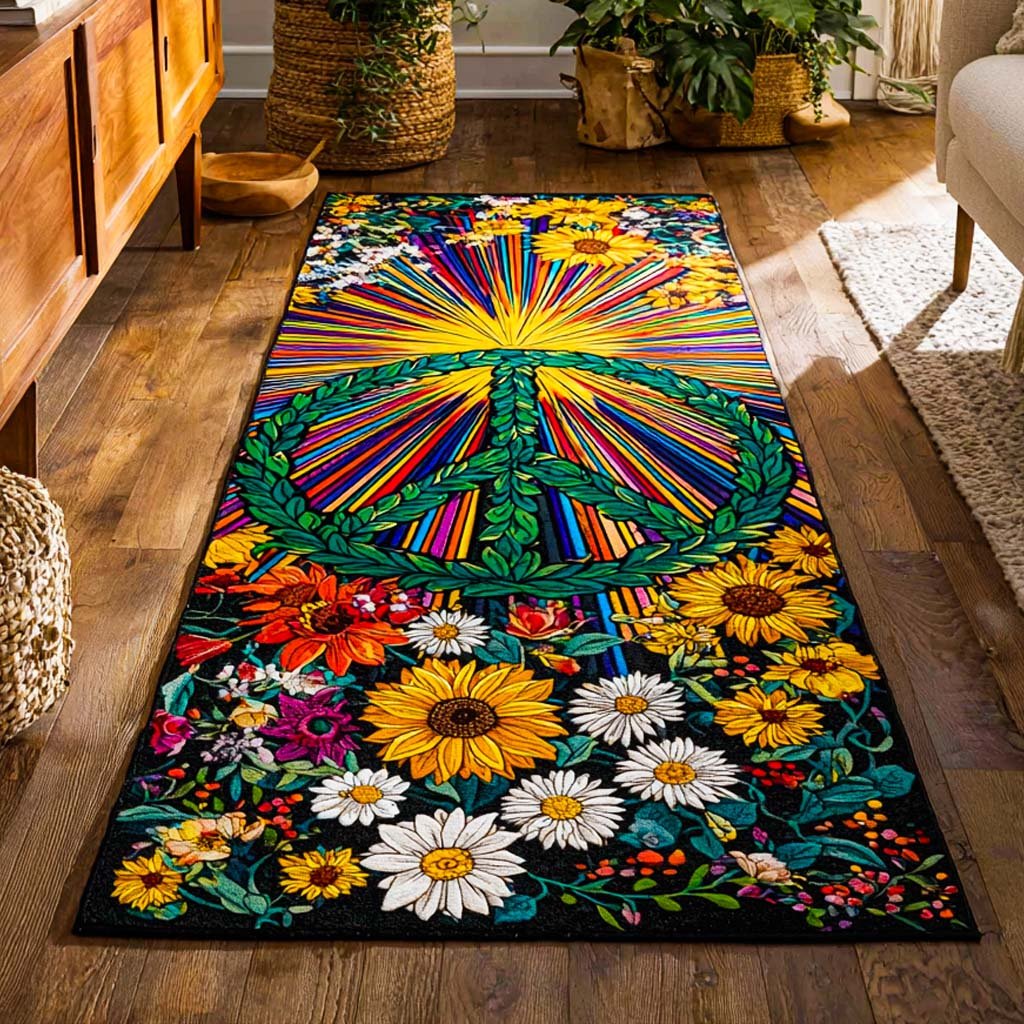 Rainbow Flow Runner Carpet Runner Rug - Cute Pet Design | Animal Printed Runner Rug