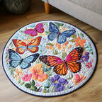 Rainbow Flutter Round Mat Rug - washable non-slip printed rug