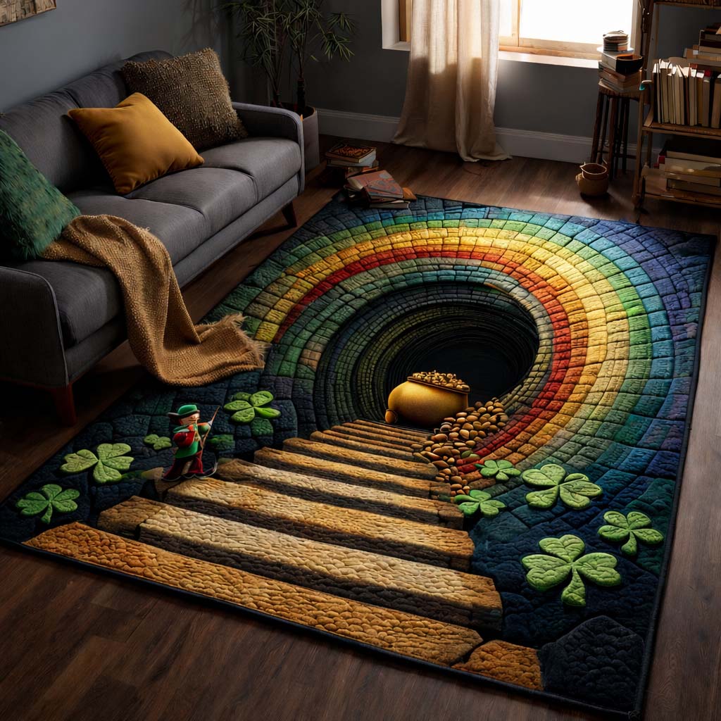 Rainbow Gold Stairway area rug in a living room