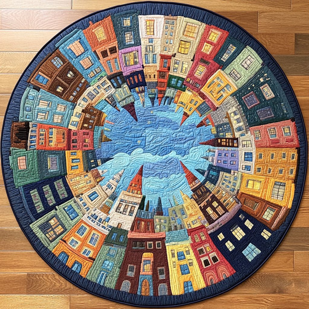 Rainbow Hamlet Round Mat Rug - washable non-slip printed rug