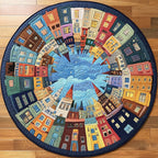 Rainbow Hamlet Round Mat Rug - washable non-slip printed rug