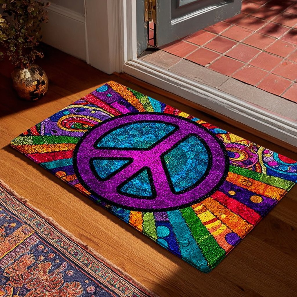 Rainbow Peace Doormat - Nature Design | Printed Welcome Doormat