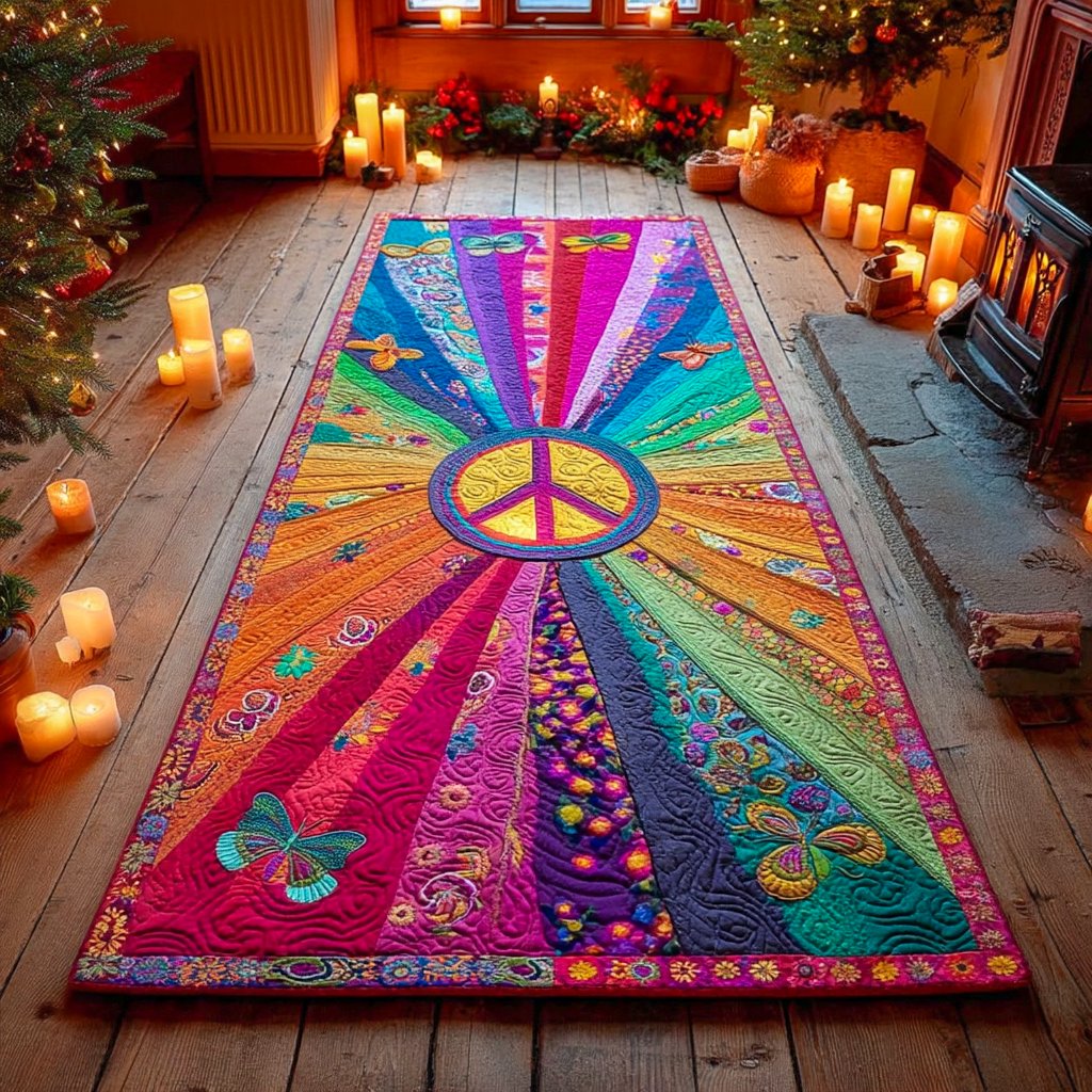 Rainbow Peace Garden Runner Carpet Runner Rug - Cute Pet Design | Animal Printed Runner Rug