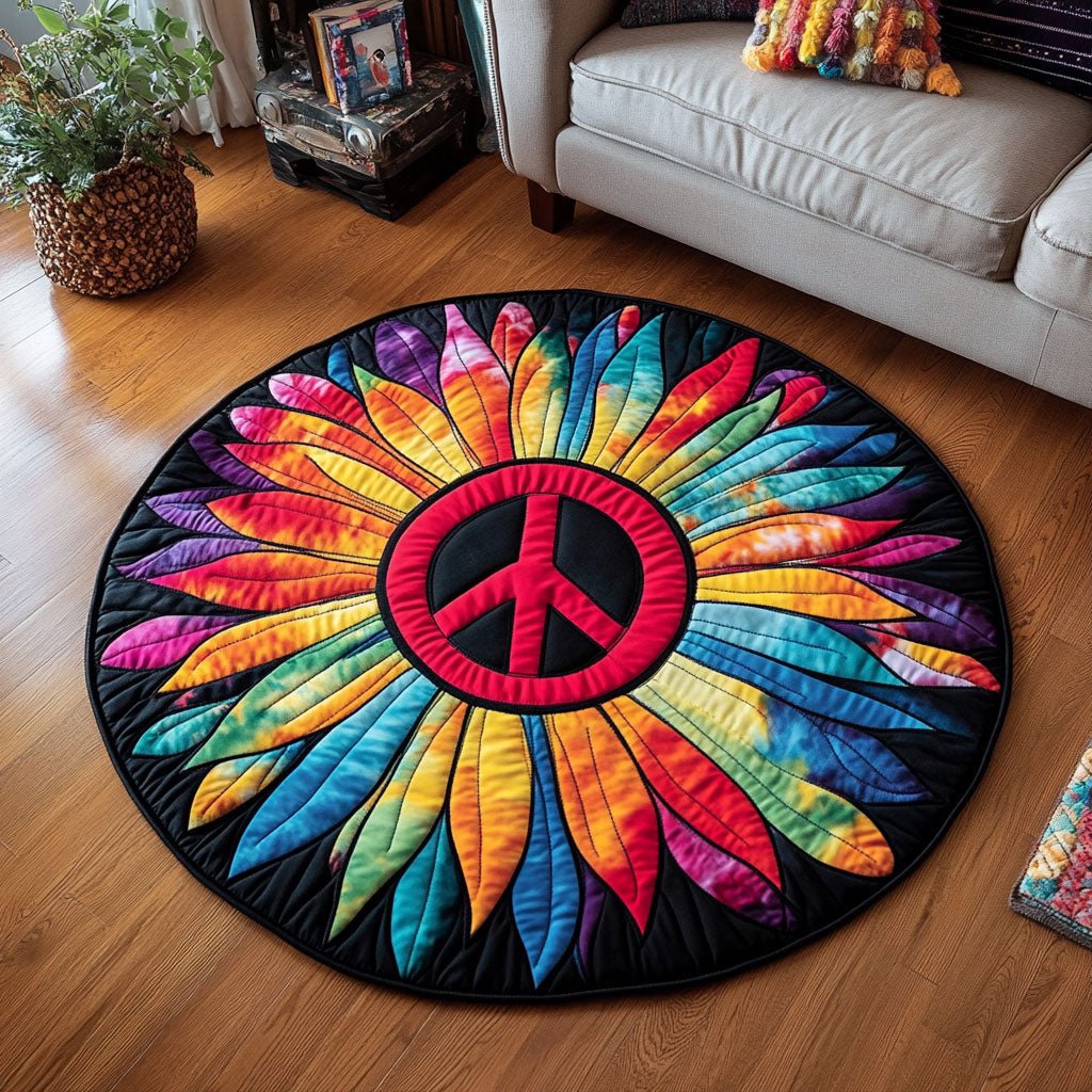 Rainbow Serenity Round Mat Rug - washable non-slip printed rug