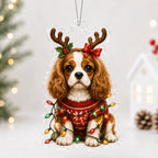 Raindeer Cavalier King Charles Spaniel Christmas Ornament
