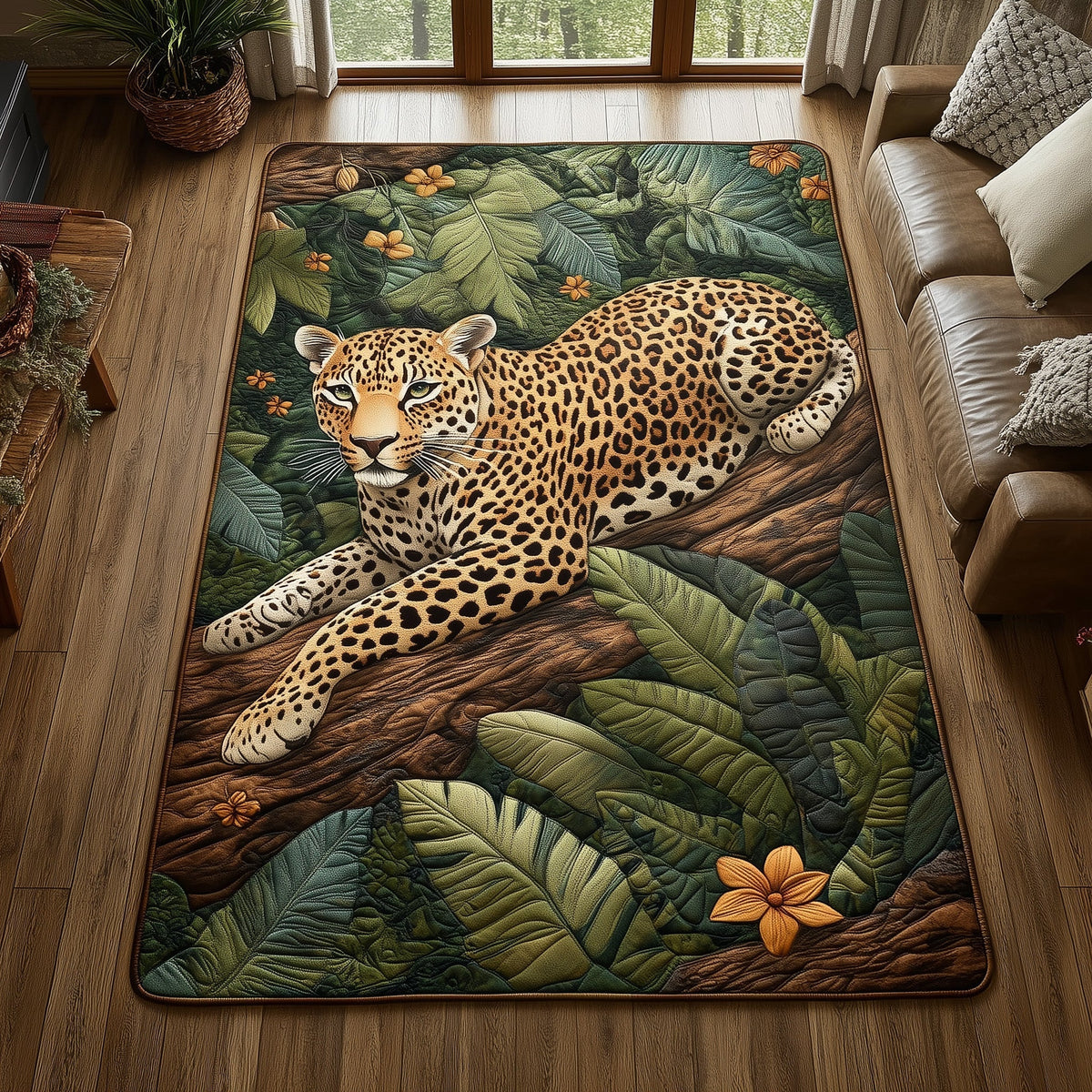 Rainforest King area rug in a living room
