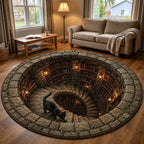 Reading Companion (Design 3) Round Mat Rug - washable non-slip printed rug