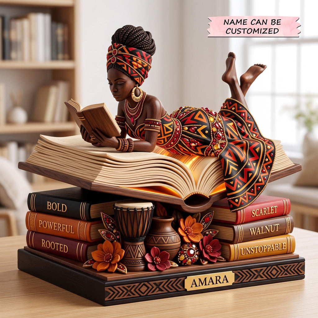 Reading Queen wooden block, laser-cut 3-layer wood