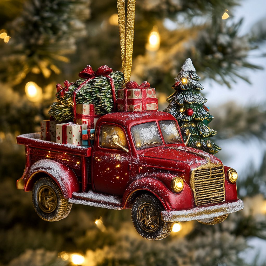Red Truck Gift Haul Christmas Ornament