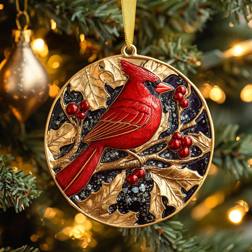 Holly Perch Christmas Ornament
