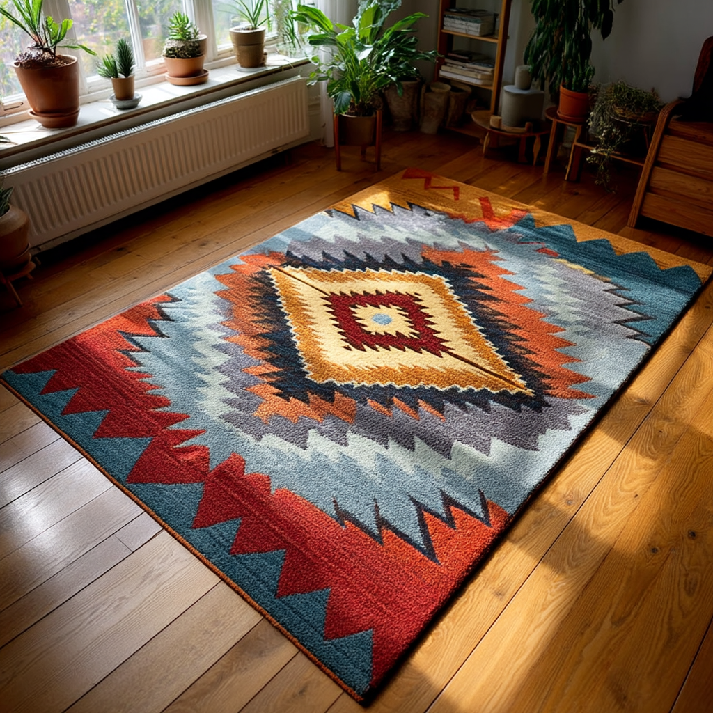 Red Mesa Crayon area rug in a living room