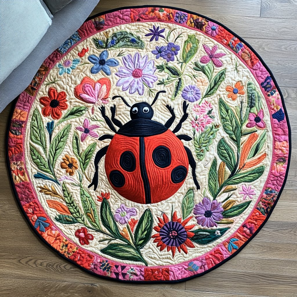 Red Wings Round Mat Rug - washable non-slip printed rug