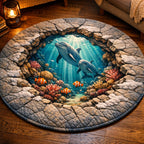 Reef Portal (Design 1) Round Mat Rug - Nature Design | Serene Home Decor - washable non-slip printed rug
