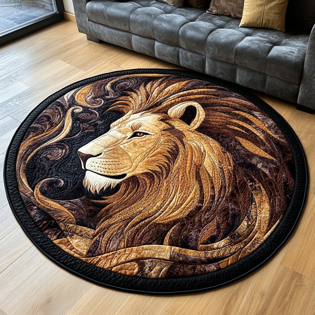 Regal Beast Round Mat Rug - washable non-slip printed rug