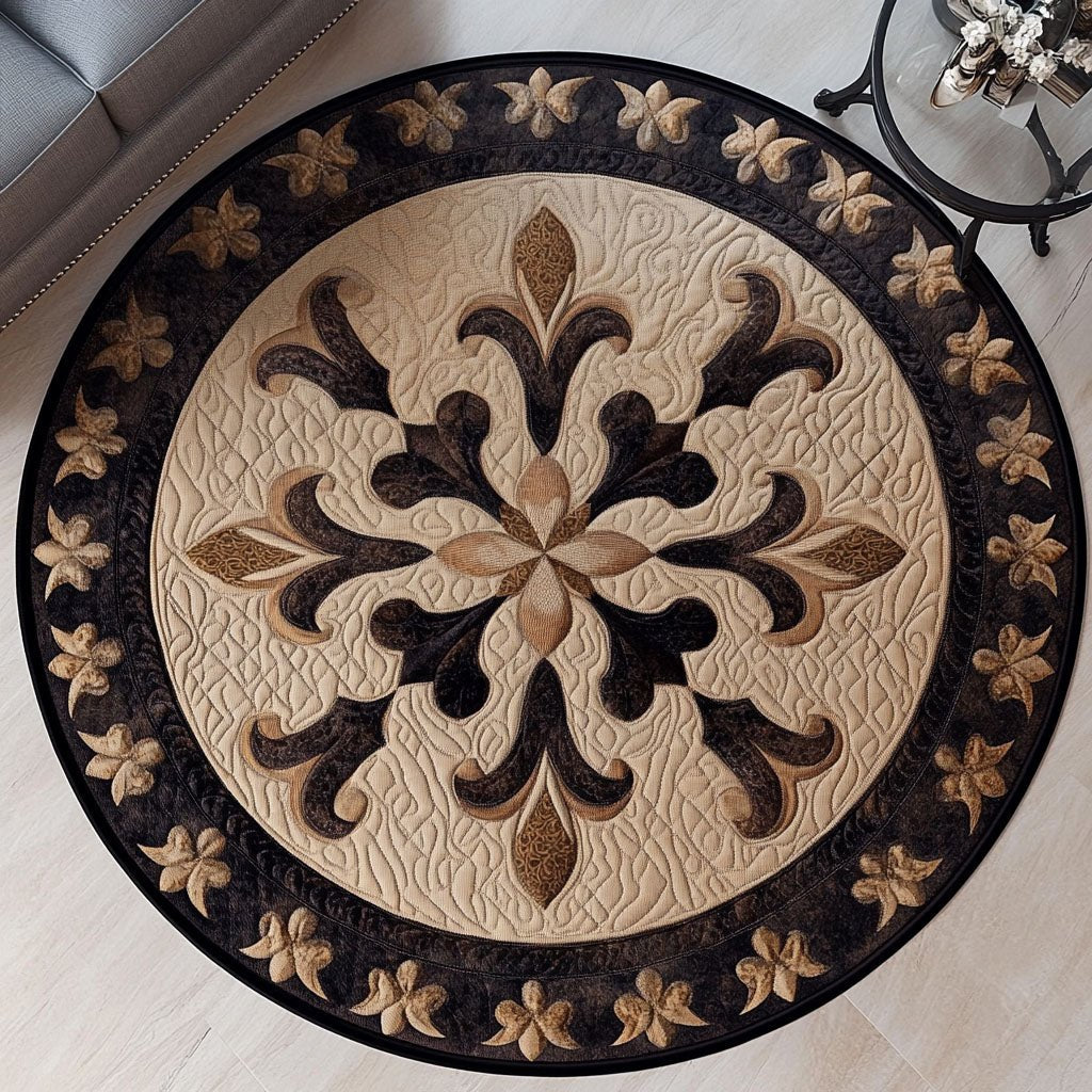 Regal Charm Round Mat Rug - washable non-slip printed rug