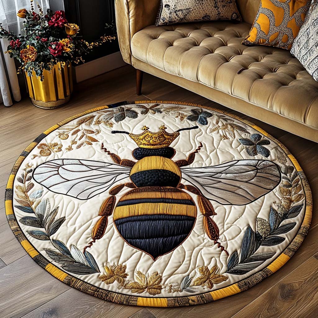 Regal Pollen Crown Round Mat Rug - washable non-slip printed rug