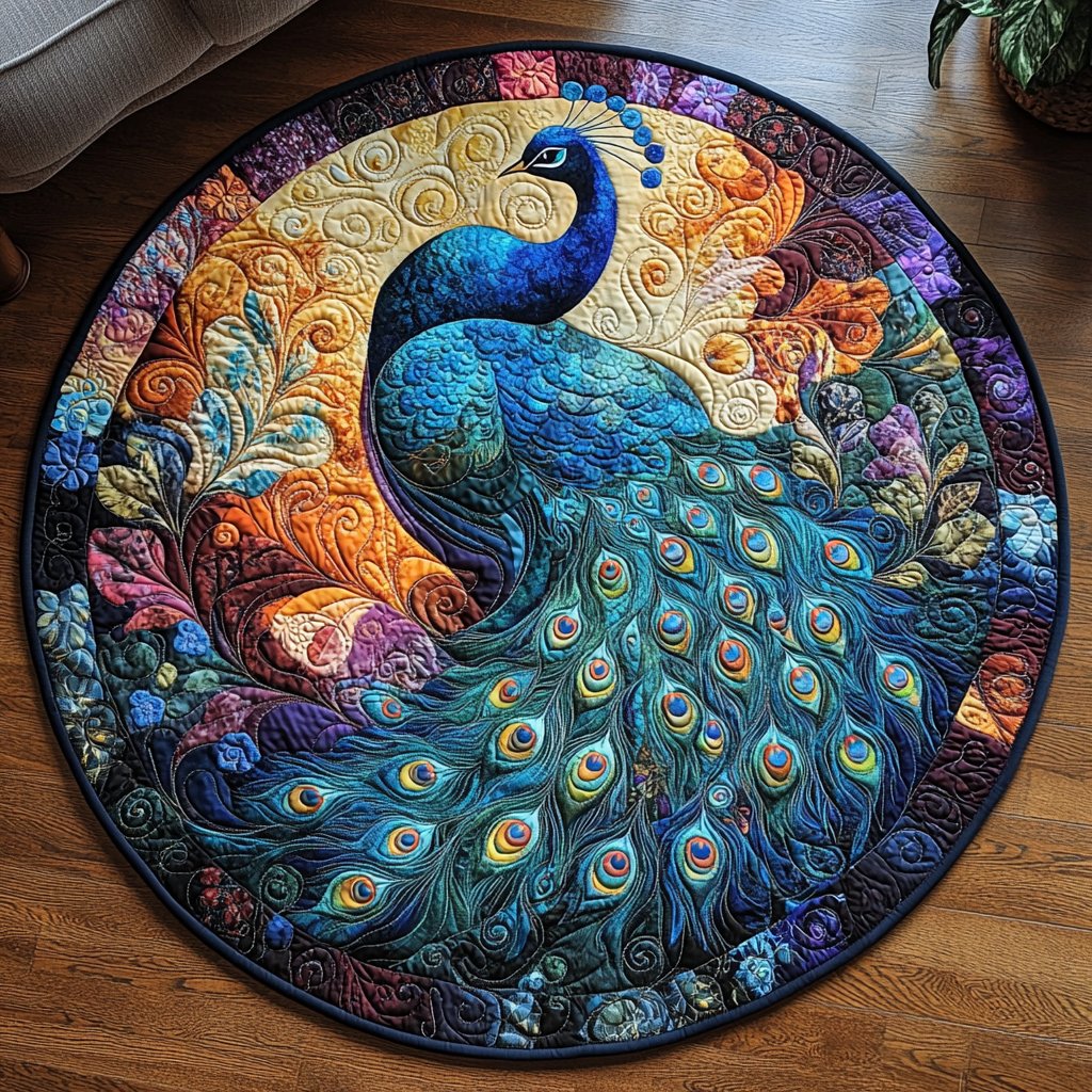 Regal Reflections Round Mat Rug - washable non-slip printed rug