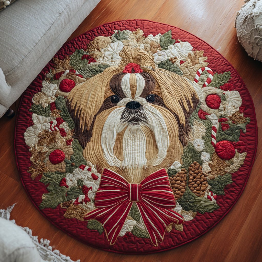 Regal Shih Tzu Round Mat Rug - washable non-slip printed rug