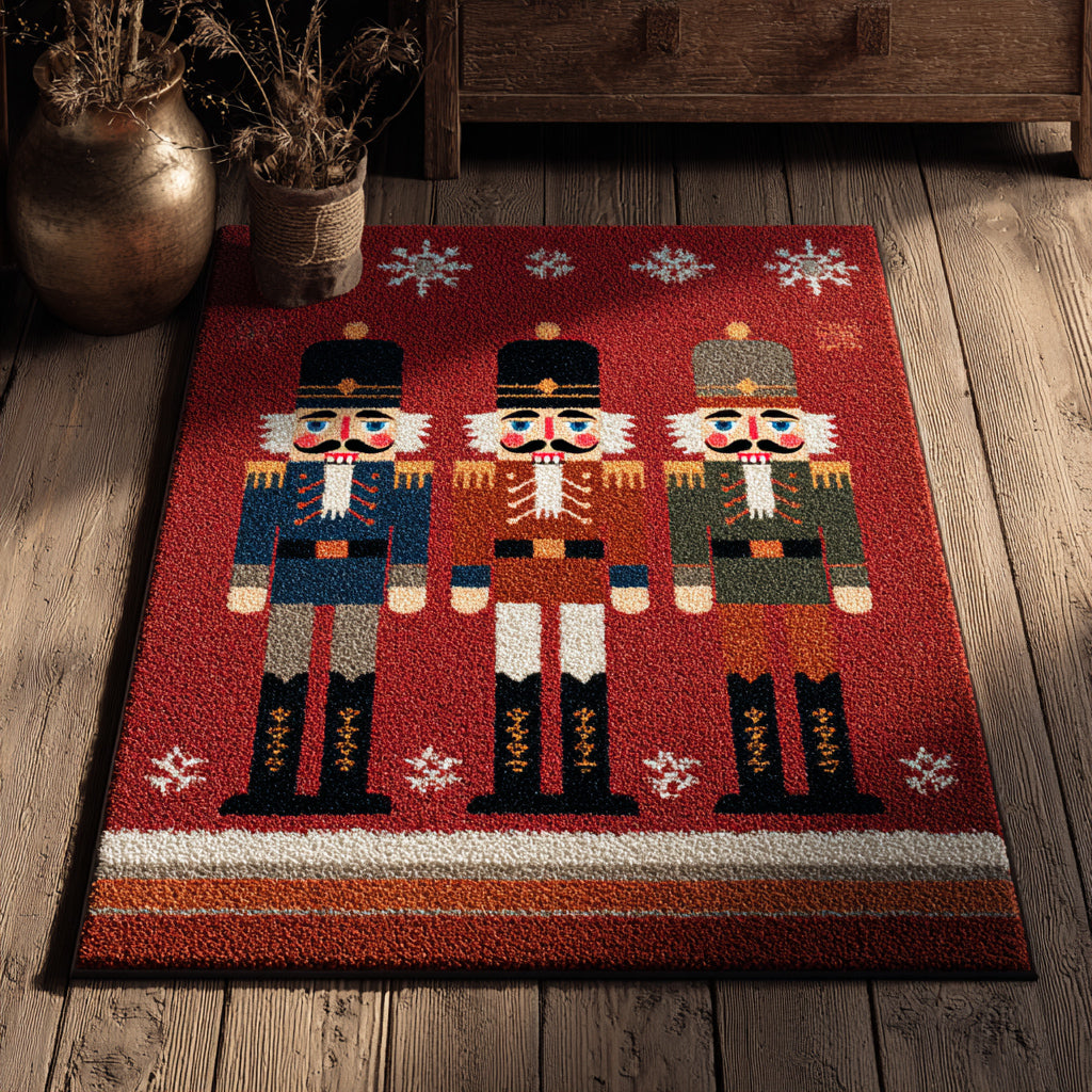 Regiment Nutcracker Red area rug in a living room