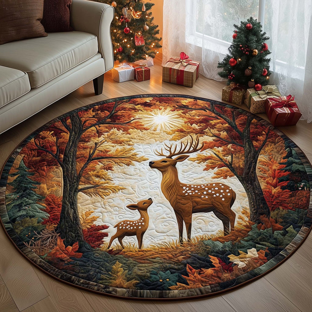 Reindeer Family Round Mat Rug - Nature Design | Serene Home Decor