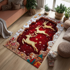 Reindeer Night area rug in a living room