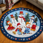 Reindeer Sleigh Ride Christmas Round Mat Rug - washable non-slip printed rug