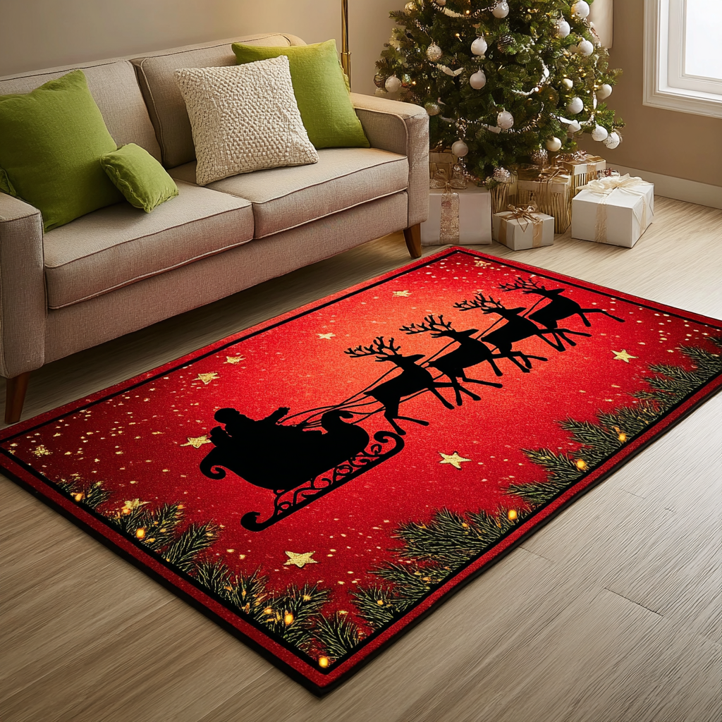 Reindeer Spirit area rug in a living room