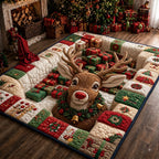 Reindeer Wonderland area rug in a living room