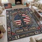 Remember Heroes area rug in a living room