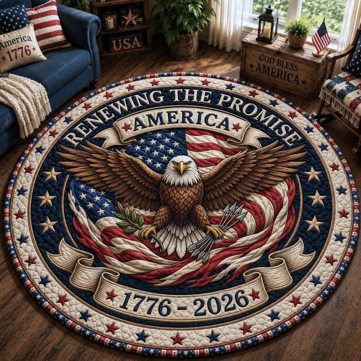 Renewing The Promise Round Mat Rug - washable non-slip printed rug