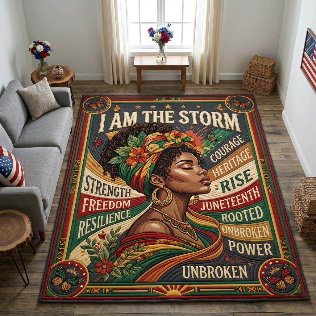 Resilient Storm area rug in a living room