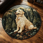 Retriever Love Round Mat Rug - washable non-slip printed rug