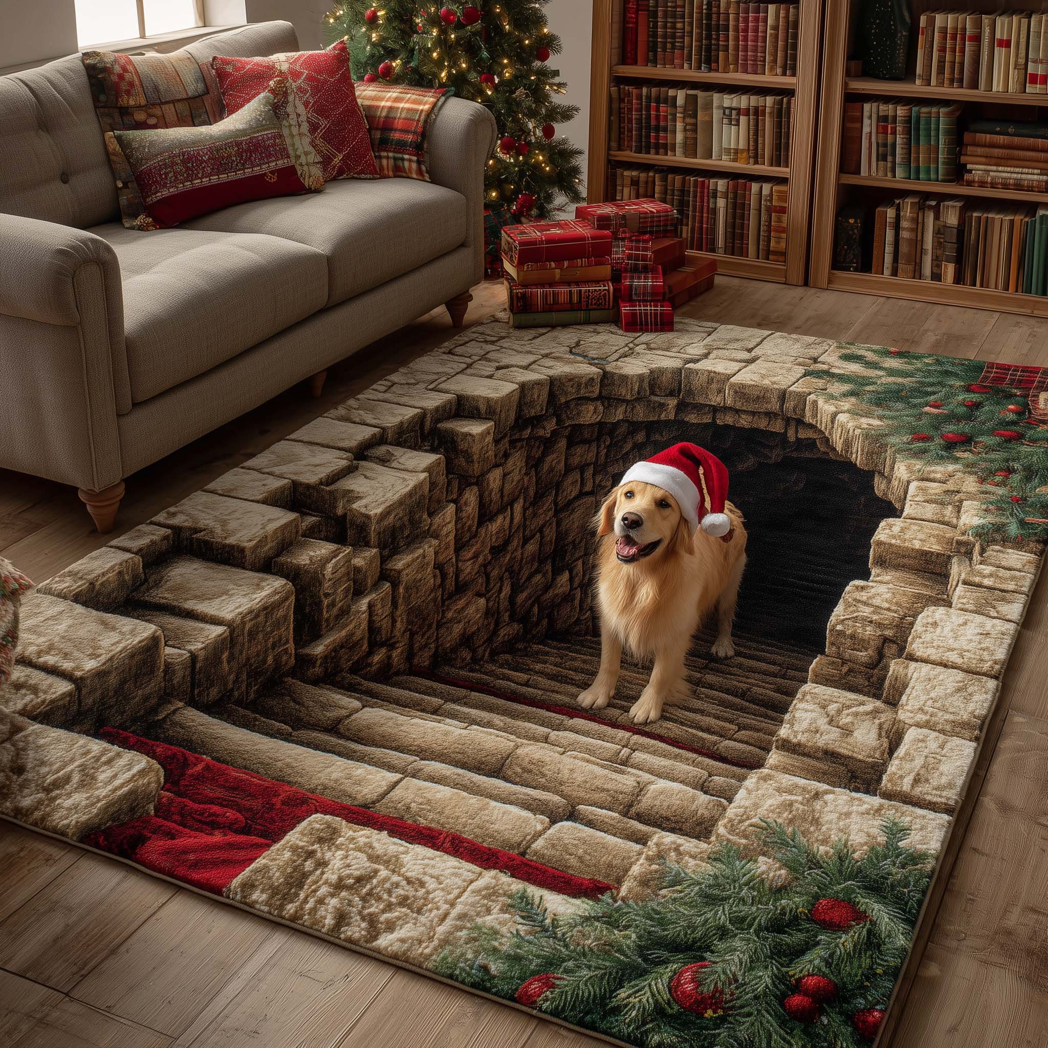 Retriever Magic area rug in a living room