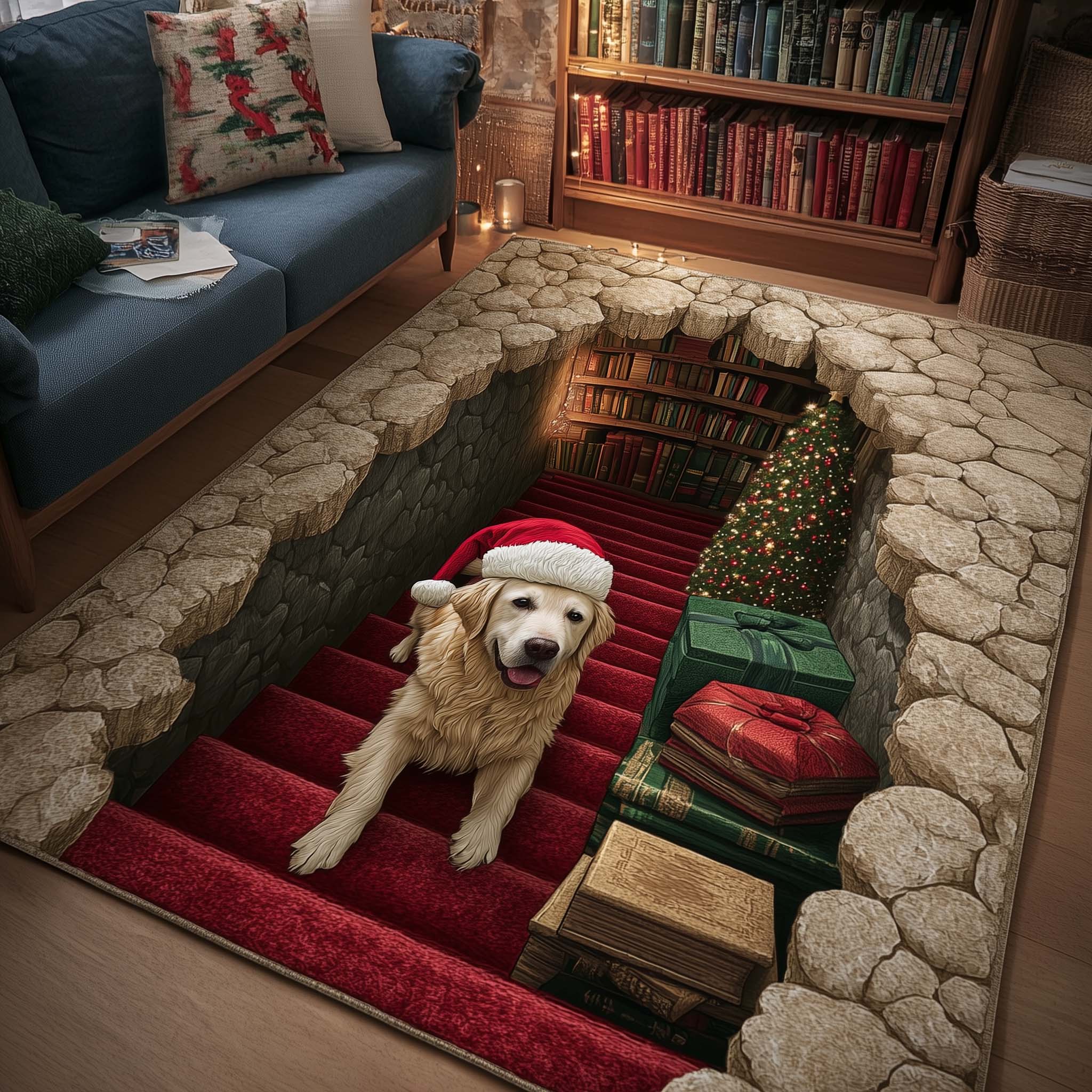 Retriever Magic area rug in a living room