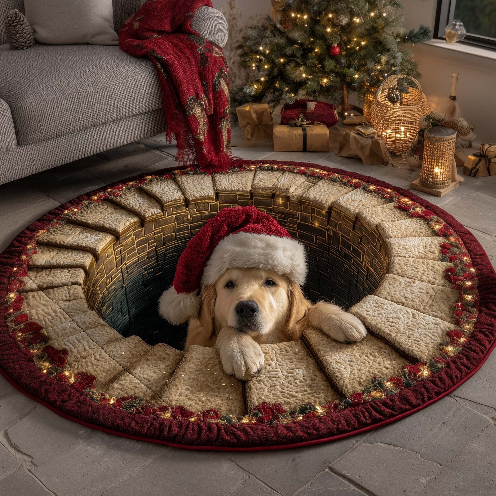 Retriever Magic Round Mat Rug - Nature Design | Serene Home Decor
