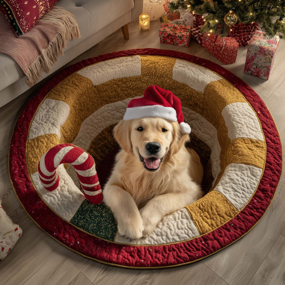 Retriever Magic Round Mat Rug - washable non-slip printed rug