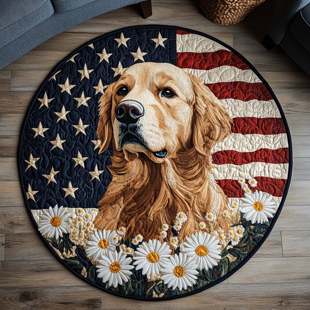 Retriever Pride Round Mat Rug - washable non-slip printed rug