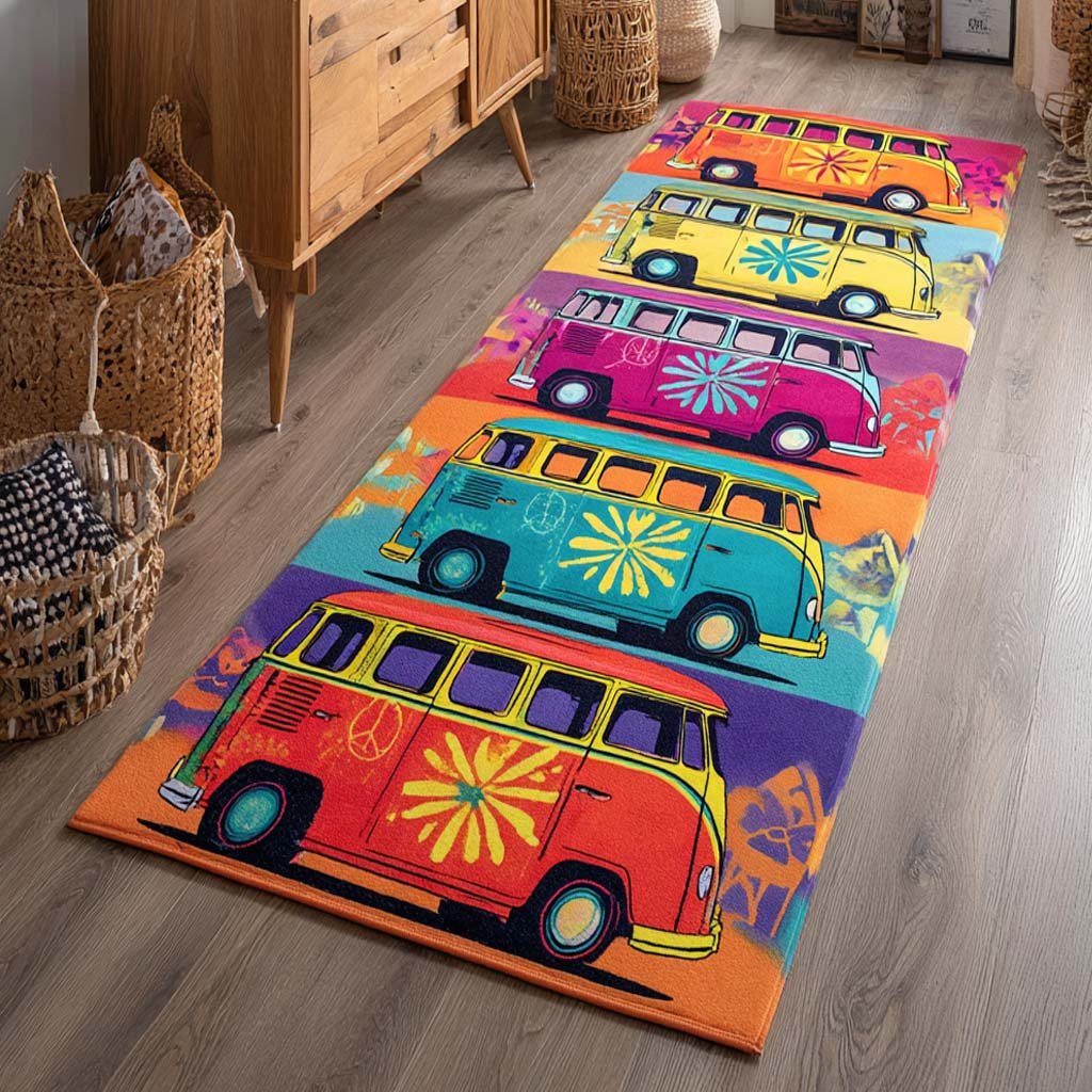 Retro Cruise Runner Carpet Runner Rug - Cute Pet Design | Animal Printed Runner Rug