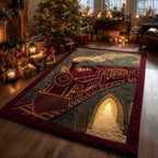 Retro Holiday Journey area rug in a living room