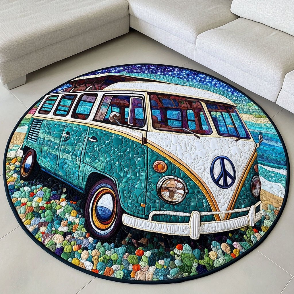 Retro Journey Round Mat Rug - Retro Vintage Design | Nostalgia Home Decor