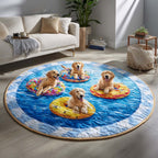 Ripple Golden Retriever Round Mat Rug - washable non-slip printed rug