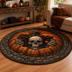 Risen Bones Round Mat Rug - washable non-slip printed rug