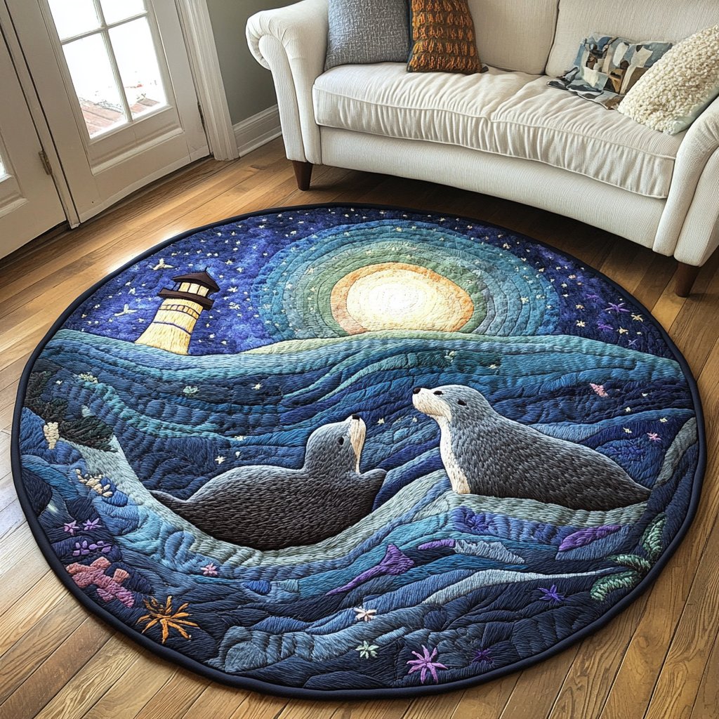 River Buddy Round Mat Rug - washable non-slip printed rug
