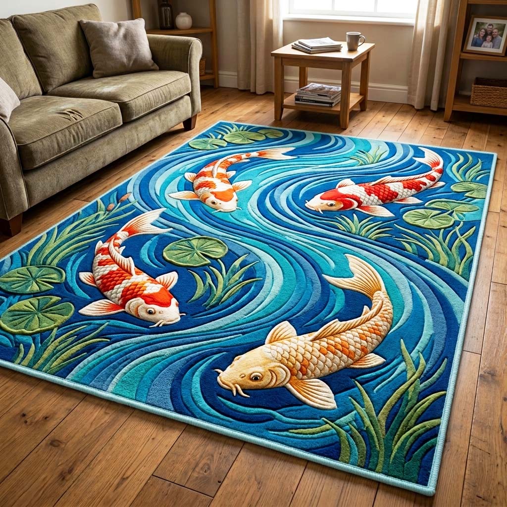 River Flow area rug in a living room