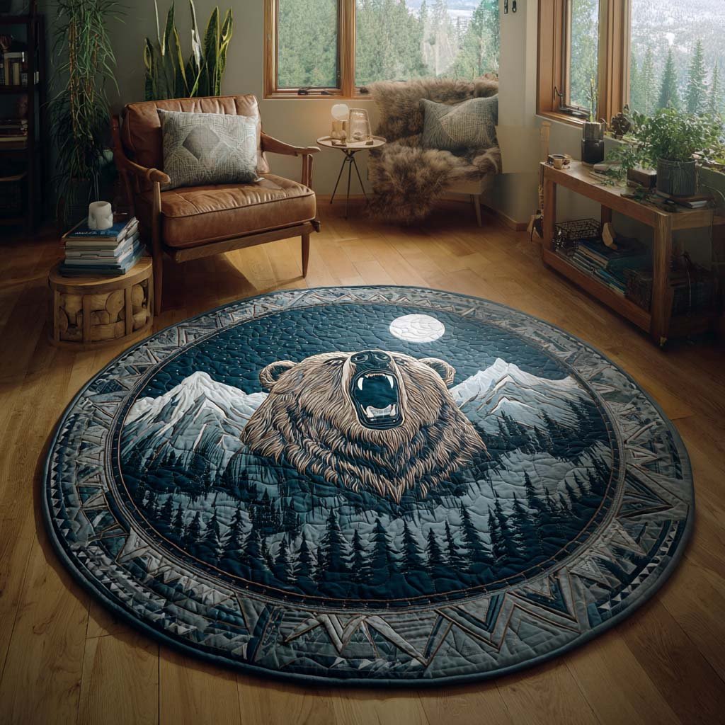 River Hunter Round Mat Rug - washable non-slip printed rug