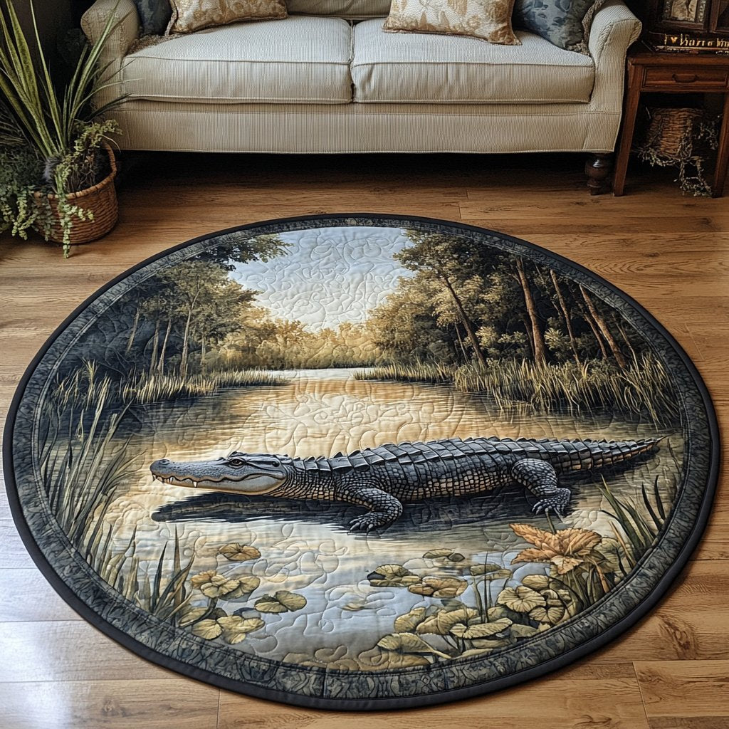River Ruler Round Mat Rug - washable non-slip printed rug