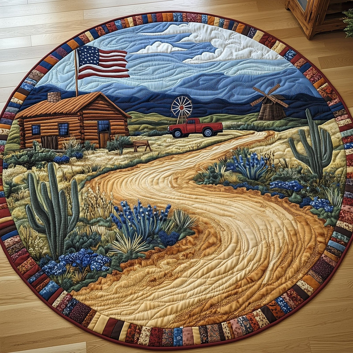 Road to Texas Round Mat Rug - washable non-slip printed rug